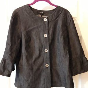 EUC Sandro Sportswear Lightweight Chambray Black Bell Sleeved Cropped Jacket XL